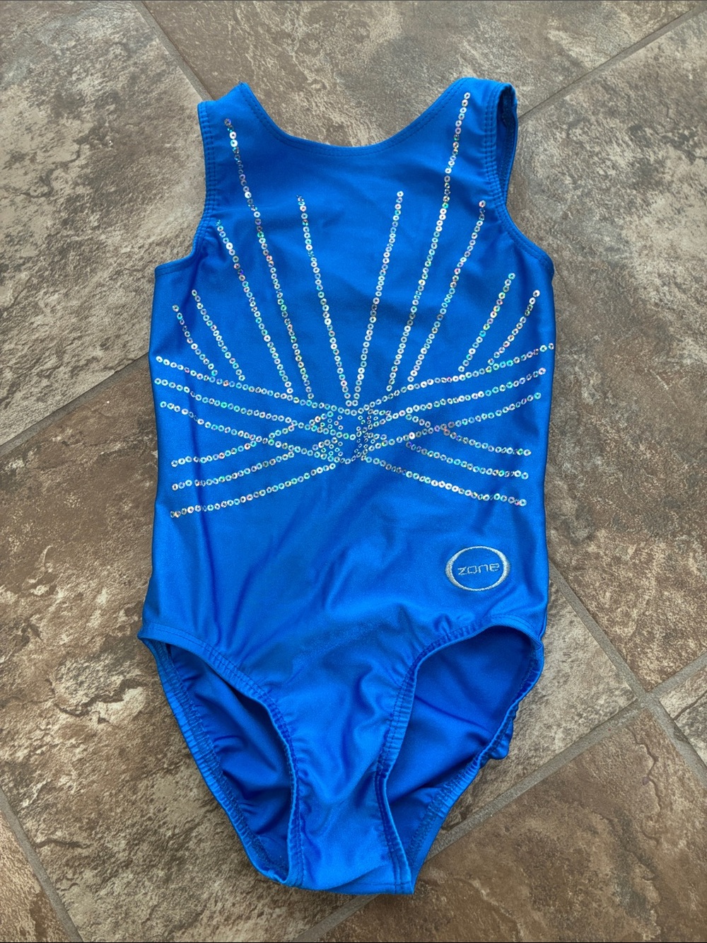 Royal Blue Sequin Gymnastics/Dance Leotard for Kids.